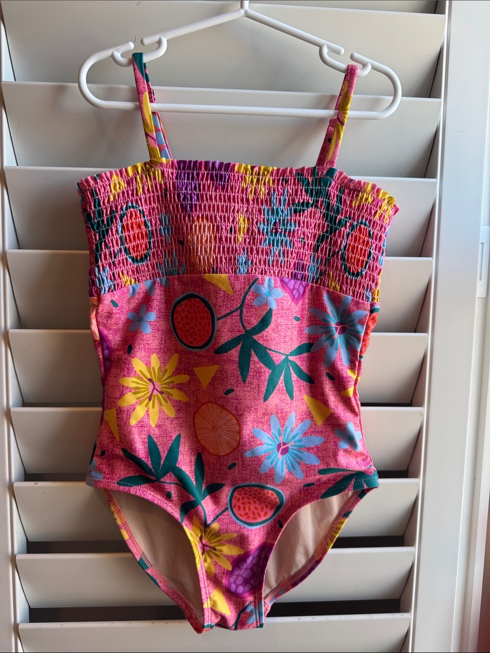 Tea Collection Pink Floral & Fruit One-Piece Swimsuit size 8